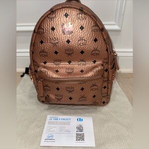 MCM Backpack Small Viestos Studded Limited Edition Metallic Pink EUC w/ COA